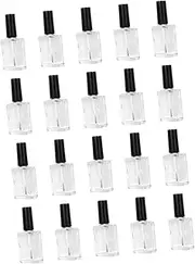 Beatifufu 15ml Nail Polish Holders 20pcs Flat Glass Bottles Cap Brush Leakproof Compact Suitable for Settings