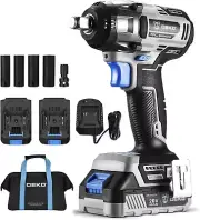 20V Cordless Impact Wrench with 3 Speed Settings & Tool Bag - 258 ft-lbs Torque