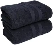 FB 2x Extra Large Super Jumbo Bath Sheets (100 x 200 cm-600 GSM) Luxury 100% Egyptian Combed Cotton Towel Super Soft Premium Hotel Quality Quick Dry Bathroom Towels Set (Black)