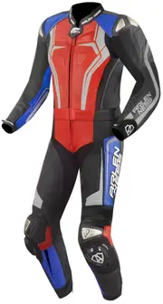 Arlen Ness Race-X Two Piece Motorcycle Leather Suit, black-red-blue, Size 54 for Men Black Red Blue