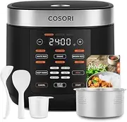 COSORI Rice Cooker, Slow Cooker & Steamer with Ceramic Coated Inner Pot and Fuzzy Logic, 50 Recipes,10 Cups, 5L Capacity, with 17 Functions, Warmer, Timer, Black