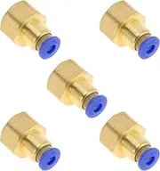 X AUTOHAUX Push to Connect Air Fittings 5/32" Female Thread Air Line Quick Connector Plastic Metal 1/4"BSPT 5 Pcs Blue Gold Tone