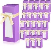 PerKoop 24 Pcs Tumbler Gift Boxes with Ribbon Sublimation Tumbler Transparent Exhibition Gift Boxes 12 oz, 20 oz, 30 oz Heat Press Sublimation Blanks Skinny Tumbler Gift Wrapping (Purple, Yellow)