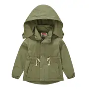 Nevenka Kid Boys Girls Windbreaker with Hood Lightweight Long Rain Jacket-Army Green