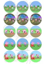 Edible Cupcake Toppers PEPPA PIG Muddy Puddles pre cut