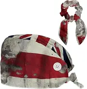 [YTYVAGT] Scrub Caps Women,Scrub Hats Suitable for Women,British Flag Retro Graffiti