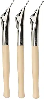 3Pcs Pottery Batik Printing Pen, Art Clay Pottery Printing Stainless Steel Batik Pens Sculpture Craft Pottery Tool, Drawing On Fabric Cloth, Clay Carving Tools with Wooden Handle