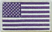 USA Purple Flag Patch With Hook & Loop Fastener United States White Border