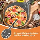 Pizza Turning Peel with Long Handle Aluminum Pizza Peel Spinner Perforated<>
