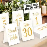 Paper Table Numbers For Wedding Reception 1-30 Double Sided Gold Table Number...