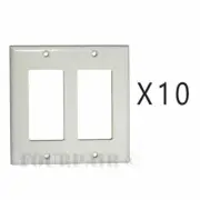 10 Pack - 2-Gang Decora Decorator Flush Wall Face Plate Outlet Cover GFCI White