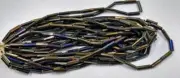 Vintage Bugle Beads Metallic Bronze Iris AB Glass Czech Full Hank Full Mini Hank