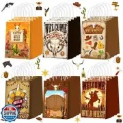 Outus 24 Pcs Cowboy Party Favor Bags Western Cowboy Goodie Candy Bags Paper R