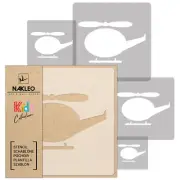 5x reusable PLASTIC Stencils / 13.4" to 3.5" / Nursery KIDS Template HELICOPTER
