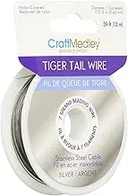 Beading & Jewelry Wire, Tiger Tail, 0.018 Diameter, 12m, Silver, 7-Strand