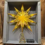POTTERY BARN LIT MIRRORED STAR CHRISTMAS TREE TOPPER ~ GOLD
