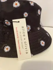 Alice + Olivia By Stacey Bendet Reversible Black With Flowers Bucket Hat