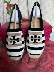 Tory Burch Double T Canvas Espadrille Natural/ Nero/US 7M; 8M; 9.5M; 10M/$199