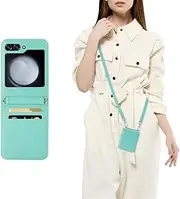 [UYPTK] Crossbody Wallet with Card Holder Phone Case for Samsung Galaxy Z Flip 5 4 3 Flip5 Flip4 Flip3 5G PU Leather Protective Cover,Green,for Galaxy Z Flip5