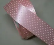 5 Yds SINGLE FACE PINK SWISS DOTS PRINT SATIN RIBBON 1 1/2"