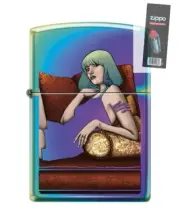 Zippo 82329 woman ombre hair figure vintage couch Lighter + FLINT PACK