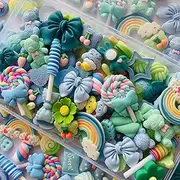 FULUSODO 60pcs Slime Charms Cute Set, Blue Bulk Mixed Resin Charms Set Ornament Scrapbooking