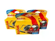 3x Kodak Fun Flash Single Use Camera (Yellow/Red) Expired 05/09 See Descrip - BR