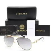 VERSACE MOD. 2236 1252/6G GOLD BLACK/GREY MIRROR LENS AUTHENTIC SUNGLASSES 59-14