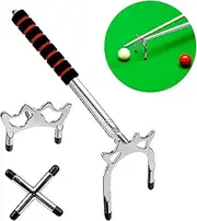 Aulivra Pool Cue Snooker Pool Bridge Stick Pool Table Accessories Retractable Billiards Cue Stick Bridge with 3 Pieces Removable Brass Bridge Head, Billiards Pool Cue Accessory for Pool Table, Silvery