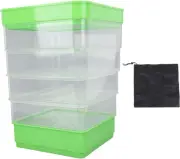 Stackable Sprouter Kit 4 Tier, Seedling Starter Tray with Lid, Wheatgrass See...