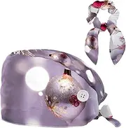 [YTYVAGT] Scrub Caps Women,Scrub Hats Suitable for Women,Christmas Decoration Ball Snowflake