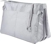 Soyizom Expandable Nylon Handbag Liner Organiser Purse Organiser Insert Bag in Bag Tote Organiser Bag（Gray，Medium）