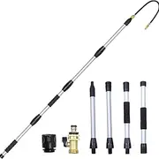Telescopic Gutter Cleaning Tools from the Ground, Rain Gutter Cleaner Hose Attachment with Extension Poles Up to 7FT, Bendable Gutter Wand, 4 Spray Patterns Perfect for Garden Hose