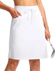 [SANTINY] Women's 20'' Knee Length Skorts Skirts 6 Pockets High Waisted Drawstring Long Athletic Tennis Golf Skirt Women