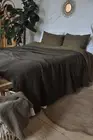Brown waffle linen coverlet / Heavy weight linen / Waffle throw blanket
