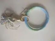 Simply Southern Bracelet Keychain Colorful & Gold Bangle Key Ring EUC TEAL BLUE