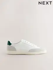 White Smart Casual Lace-Up Trainers with Suede Trim (AL4564) | $82