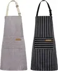 2 Pack Kitchen Cooking Aprons, Adjustable Bib Soft Chef Apron with 2 Pockets for
