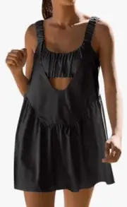 NWT ANRABESS Mini Dress Built-in Bra Cutout Athletic Active Tennis L