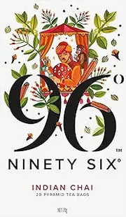 96° Indian Chai - 20 Pyramid Tea Bags, Individually Wrapped, Strong, Spiced and Aromatic, Biodegradable Plant-Based Bags