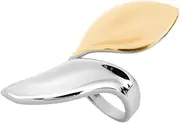 [OIDIMS] 2 Tone Leaf Wrap Open Ring for Women Gold/Silver Plated Leaves Adjustable Stacking Rings Hypoallergenic Comfort Fit Promise Jewelry Statement Band for Thumb Middle Finger Engagemnt, Metal, No