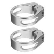 2pcs Bike Seat Post Clamp 34.9mm Bicycle Locking Ring with M4 Hex Screw, Silver