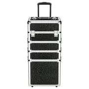 OUDMAY Makeup Case - 4 in 1 Professional Cosmetics Rolling Train Organizer wi...