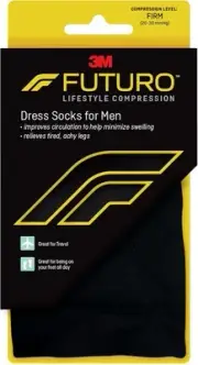 FUTURO Dress Socks for Men, X-Large, Black, Firm (20-30 mm/Hg)