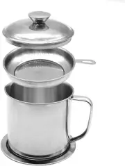Bacon Grease Container,kitchen Oil Container Can Strainer and Anti-Slip Coaster