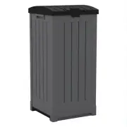 Suncast Trash Hideaway 39 Gallon Outdoor Trash Can Patio Waste Bin, Peppercorn