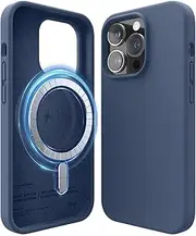 elago Magnetic Silicone Case Compatible with iPhone 14 Pro Case (6.1"), Compatible with MagSafe All Accessories, Built-in Magnets, Premium Liquid Silicone, Protective Cover (Jean Indigo)