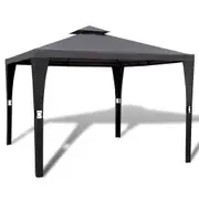 Poly Rattan Gazebo with Dark Grey Roof 3 x 3 m vidaXL