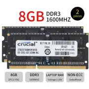Crucial 16GB 2x 8GB DDR3L 1600MHz PC3L-12800S SODIMM Laptop Memory SDRAM Black