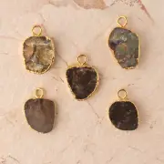 Labradorite Fancy Shape Gold Electroplated DIY Pendant Connectors For Jewelry